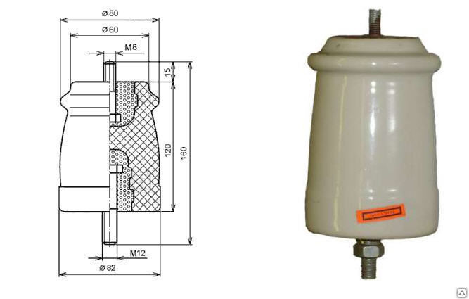 Изолятор ИО-10-3,75 У3 фарфор опорный армированный