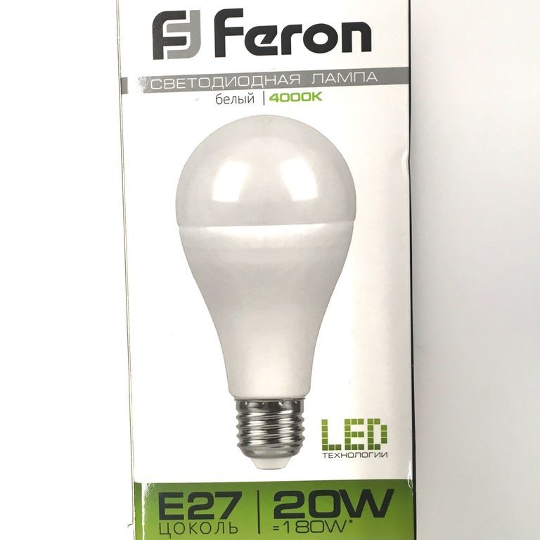 Лампа светодиодная LED 20вт А60 белая 230в Feron