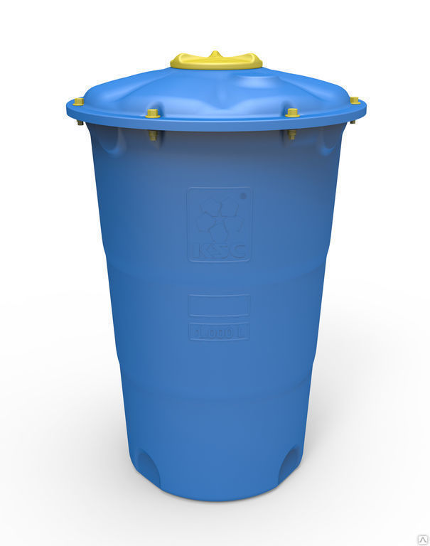 Накопительная емкость пластиковая для водоснабжения 1000 литров универсальная круглая с крышкой, узкая