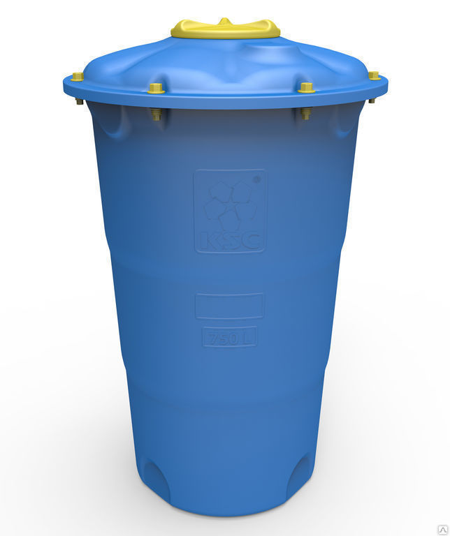 Накопительная емкость пластиковая для водоснабжения 750 литров универсальная круглая с крышкой 2