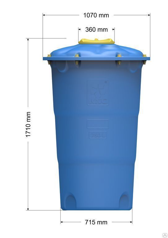 Накопительная емкость пластиковая для водоснабжения 750 литров универсальная круглая с крышкой 5