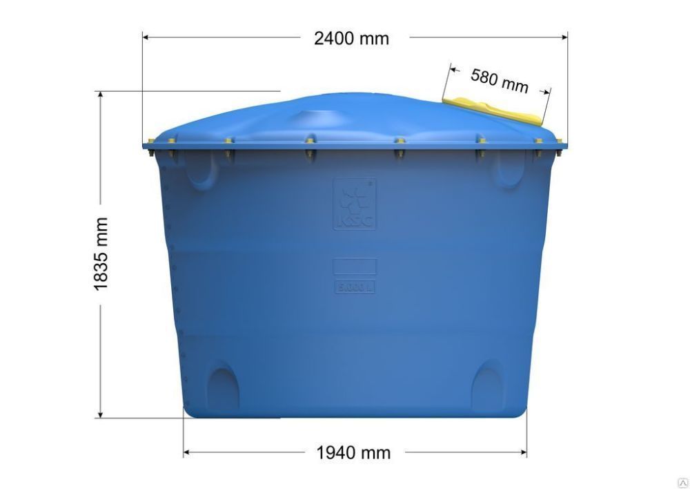 Накопительная емкость пластиковая для водоснабжения 5000 литров универсальная круглая с крышкой 4