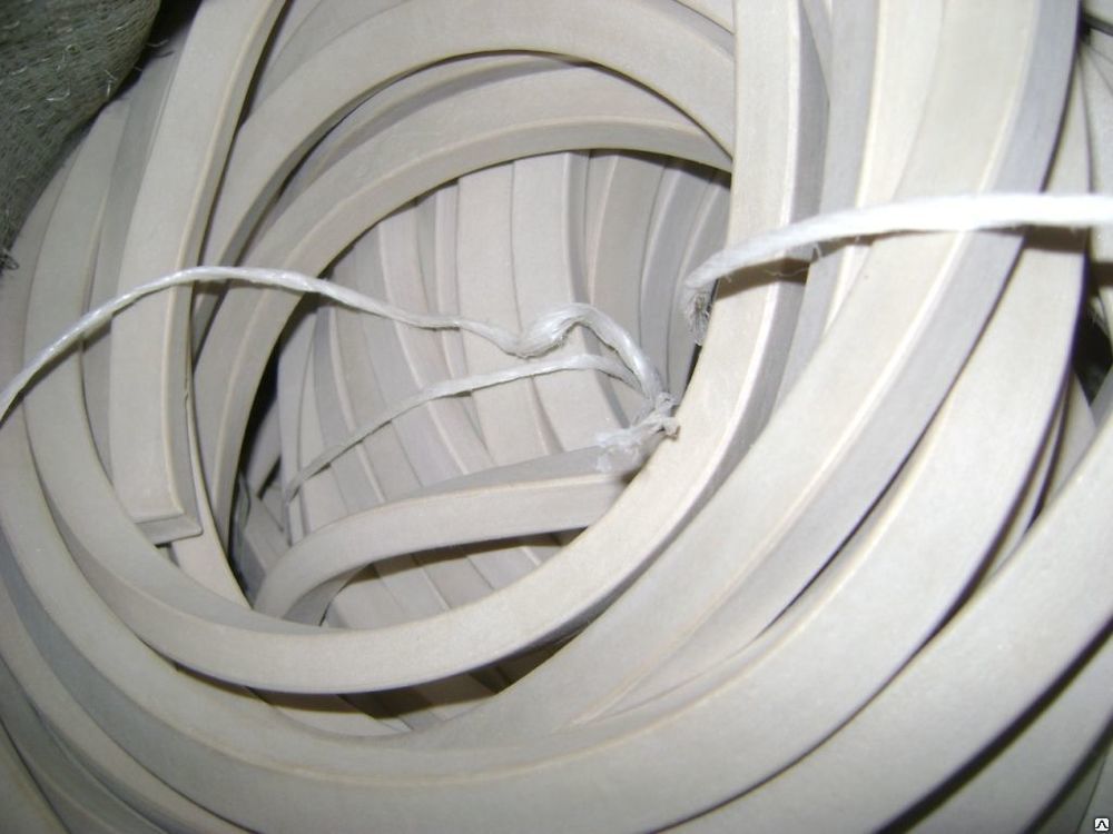 Шнур вакуумный резиновый 4х20 мм прямоугольного сечения из смеси 51-2062, белый ТУ 38105108-76