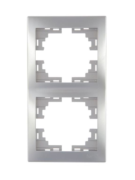 Рамка 2-местная Mira вертикальная цвет серый металл LEZARD 701-1000-152