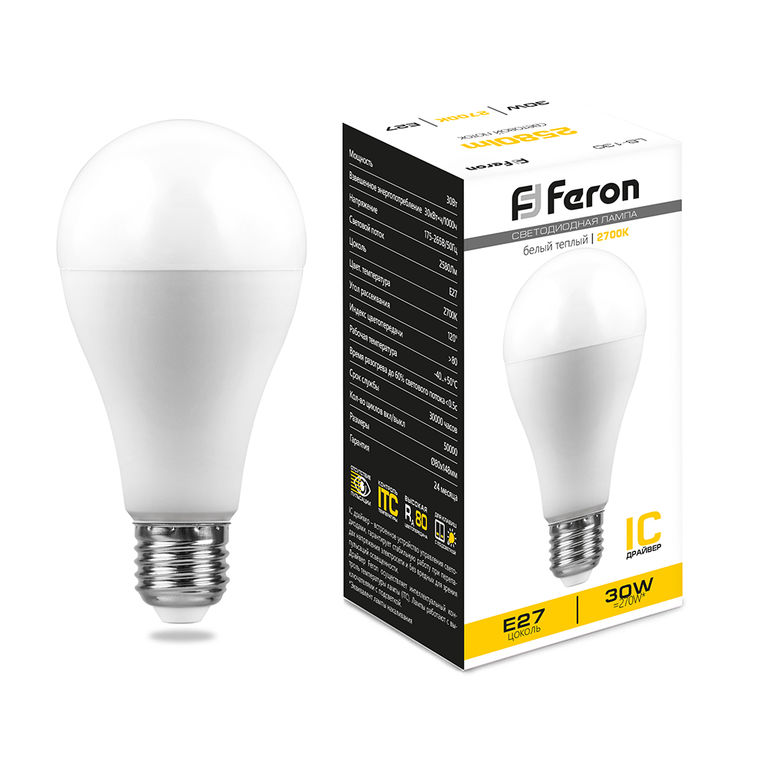 Лампа светодиодная Feron LB-130 38194 E27 30W 2700K теплый белый