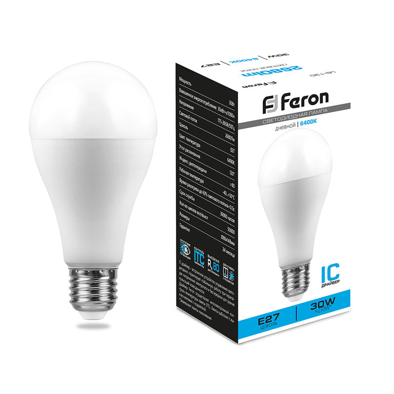 Лампа светодиодная Feron LB-130 38196 E27 30W 6400K холодный белый
