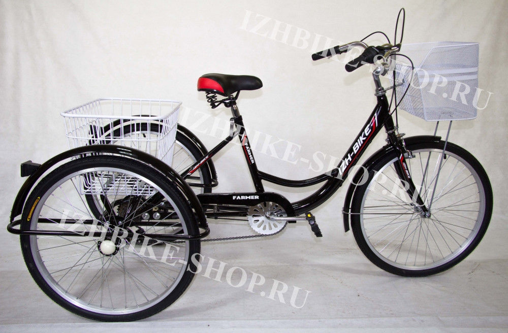 Трехколесный велосипед для взрослых IZH-BIKE Farmer (Фермер) 24'' черный