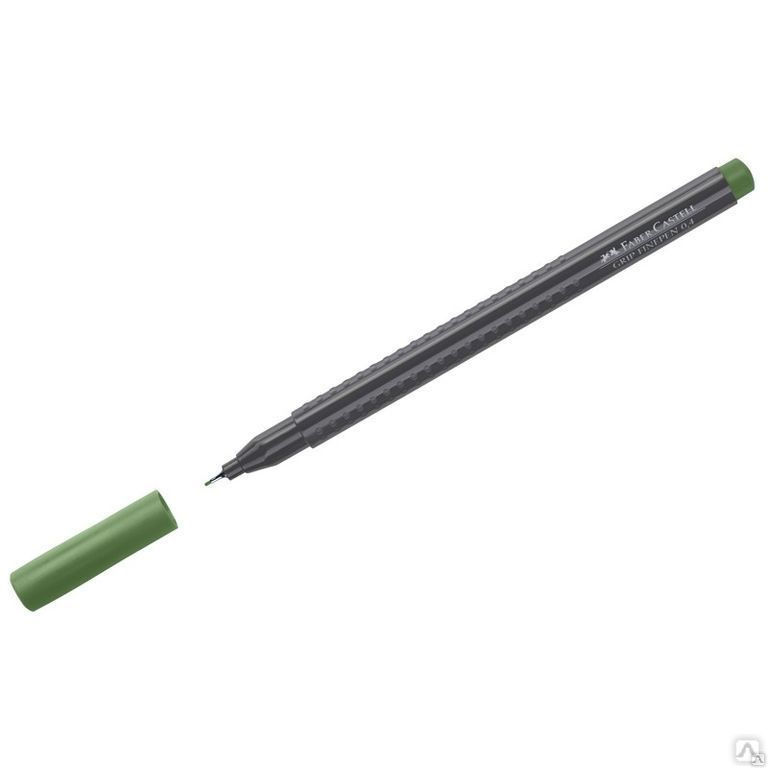Ручка капиллярная Faber-Castell "Grip Finepen" оливковая, 0,4мм, трехгранна