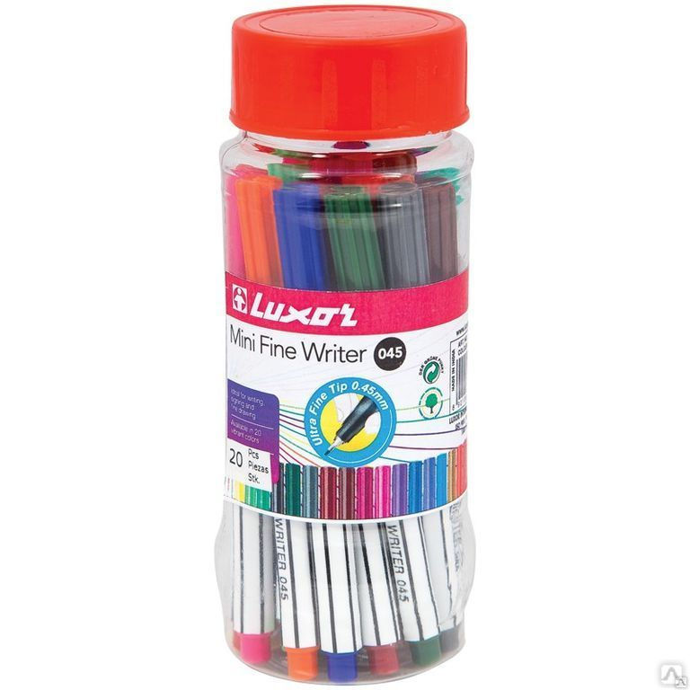 Набор капиллярных ручек Luxor "Mini Fine Writer 045" 20цв., 0,8мм, пластико