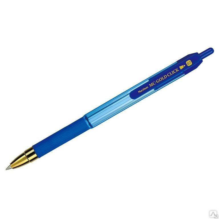 Ручка шариковая автоматическая MunHwa "MC Gold Click" синяя, 0,7мм, грип, ш