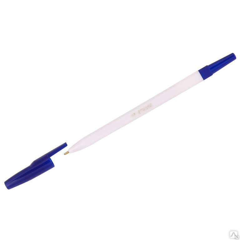 Ручка шариковая Стамм "049" синяя, 1,0мм, белый корпус