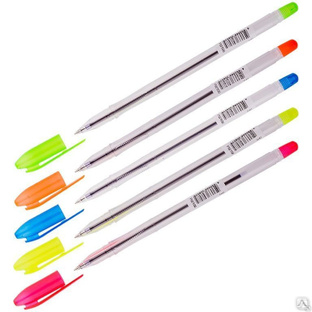 Ручка шариковая Стамм "VeGa Neon" синяя, 0,7 мм, прозрачный корпус 
