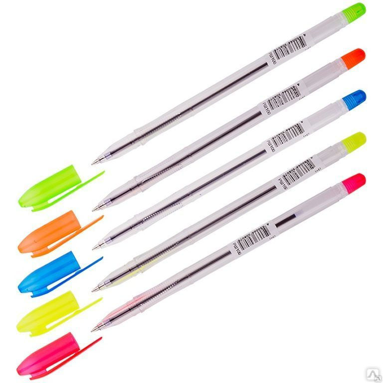 Ручка шариковая Стамм "VeGa Neon" синяя, 0,7 мм, прозрачный корпус