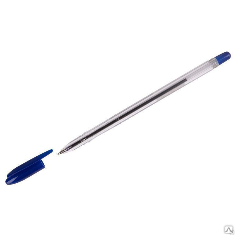 Ручка шариковая Стамм "VeGa" синяя, 0,7мм, прозрачный корпус