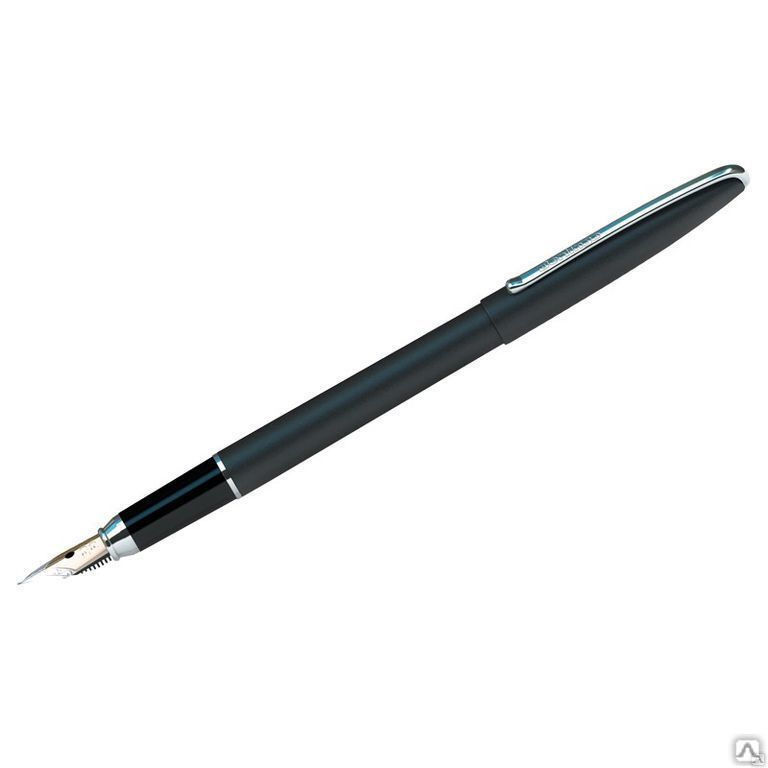 Ручка перьевая Berlingo "Silk Prestige" синяя, 0,8мм, корпус черный/хром, п
