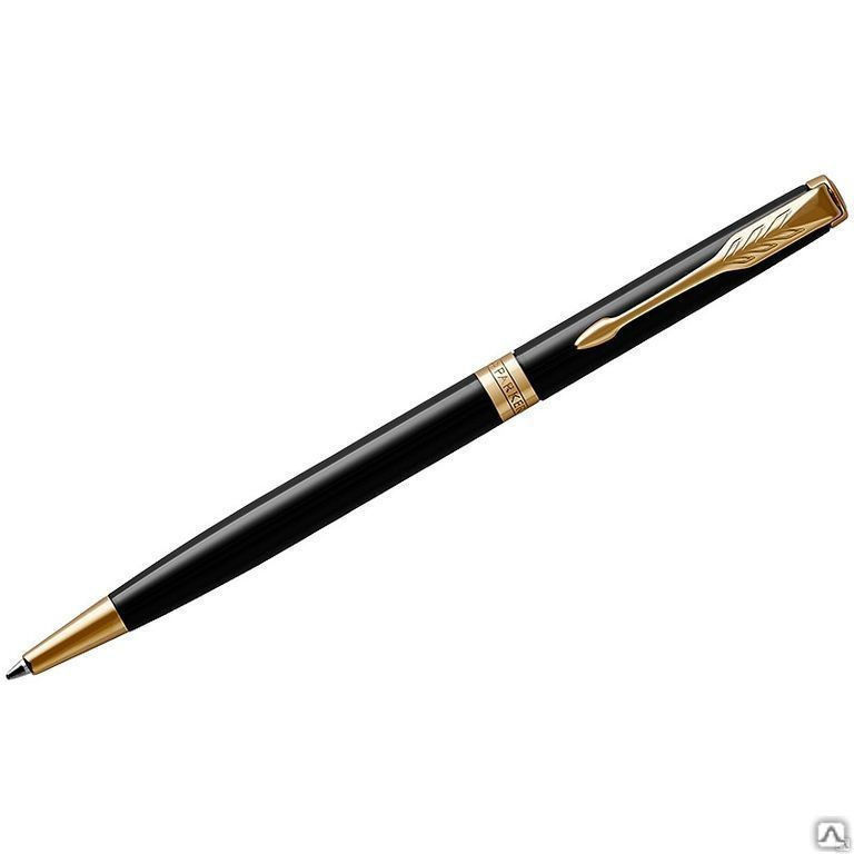 Ручка шариковая Parker "Sonnet Black Lacquer GT Slim" черная, 1,0мм, поворо