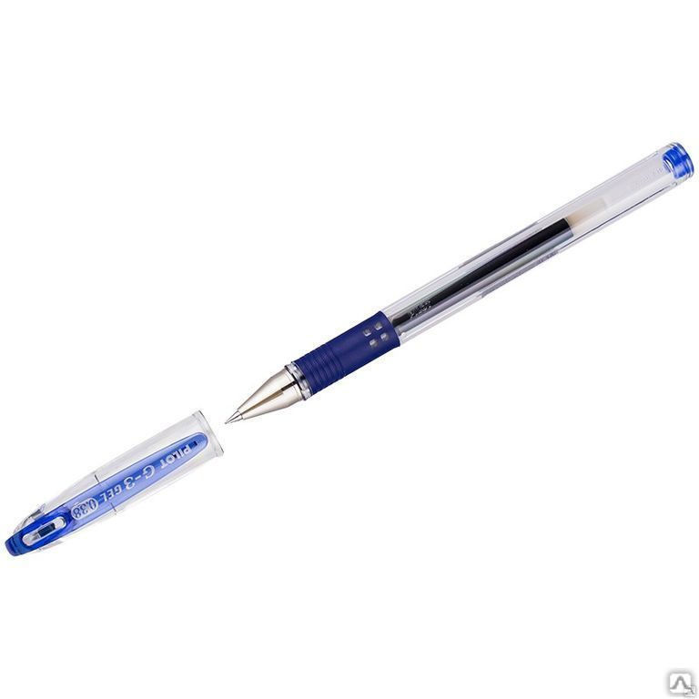 Ручка гелевая Pilot "G-3" синяя, 0,38мм, грип