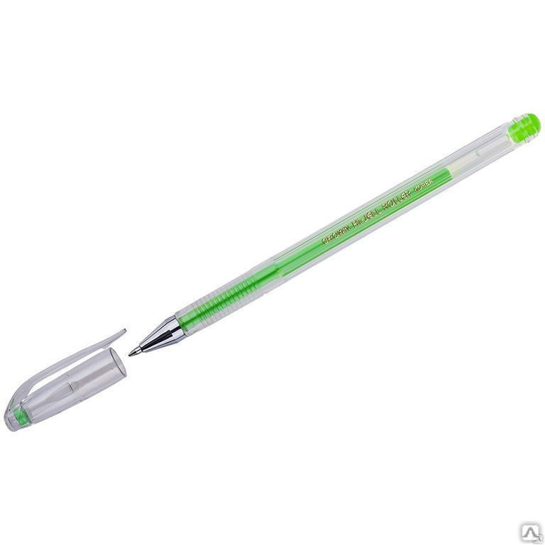 Ручка гелевая Crown "Hi-Jell Color" светло-зеленая, 0,7мм