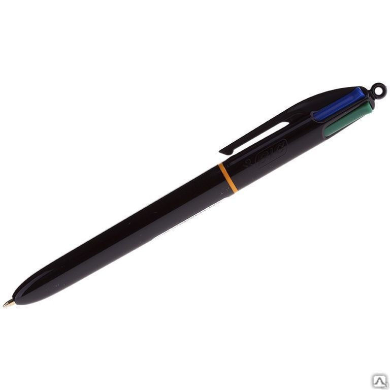 Ручка шариковая автоматическая Bic "4Colors" 4цв., 1,0мм, черный корпус, кл