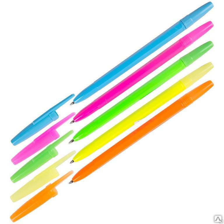 Ручка шариковая Стамм "Оптима" синяя, 0,7мм, корпус neon, ассорти