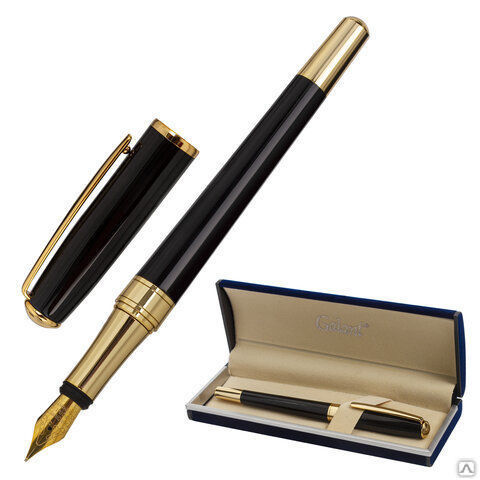 Ручка подарочная перьевая GALANT "LUDUS", корпус черный, детали золотистые,