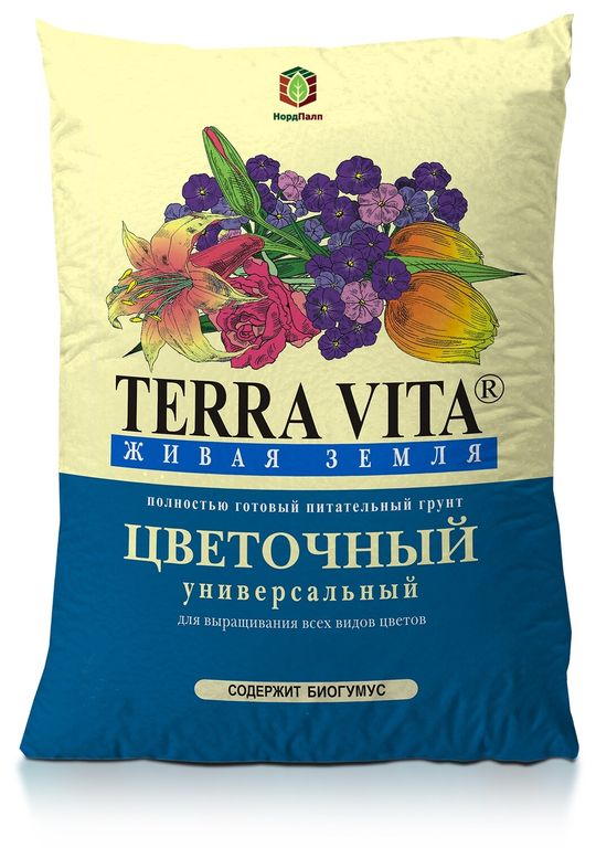 Почвогрунт "Живая земля" цветочная Terra vita, 25л