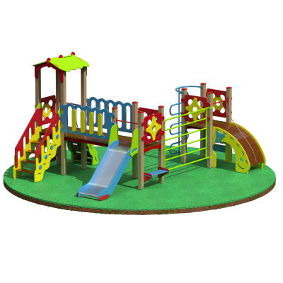 Детский игровой комплекс для детей от 3 до 12 лет 6500х5250х2900мм., Высота площадок 1000 мм