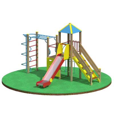 Детский игровой комплекс для детей от 6 до 12 лет 5700х4770х3510 мм. Высота площадки башни 1550 мм.