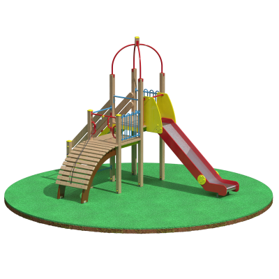 Детский игровой комплекс для детей от 6 до 12 лет 4900х3260х3780. Высота площадки башни 1550 мм.