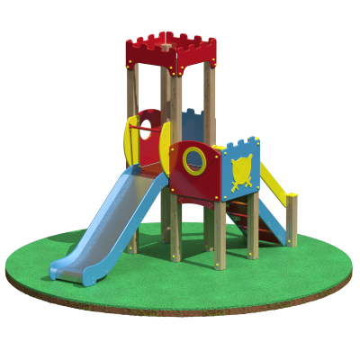 Детский игровой комплекс для детей от 3 до 7 лет, 3230х1520х2650 мм., высота площадки горки 1000 мм.