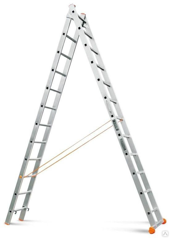 Лестница раздвижная с веревкой ВС2 2x16 высота 4,55 / 7,90 м