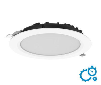 Светодиодный встраиваемый светильник ВАРТОН DL-SLIM 30Вт 3000K с управлением по протоколу DALI круглый Downlight для офисных потолков белый