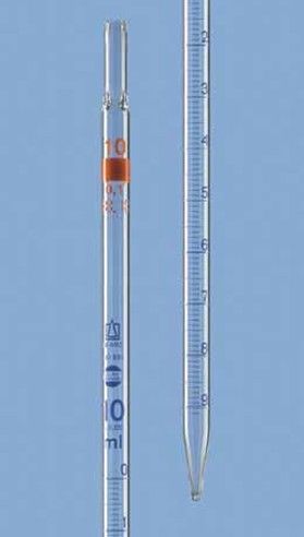 Пипетка градуированная BLAUBRAND, класс AS, AR-GLAS®, голубая градуировка Объем: 2 мл С ватной пробкой