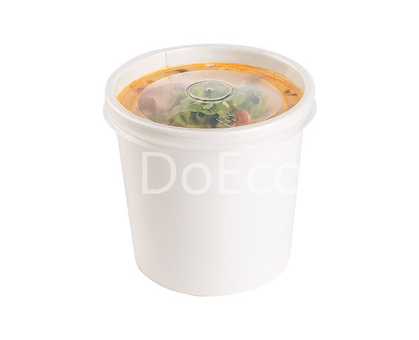 Упаковка "DoEco" ECO SOUP 12W ECONOM, для супа, белая с пластиковой кр. 340мл.d-70мм h-85мм 25шт/250
