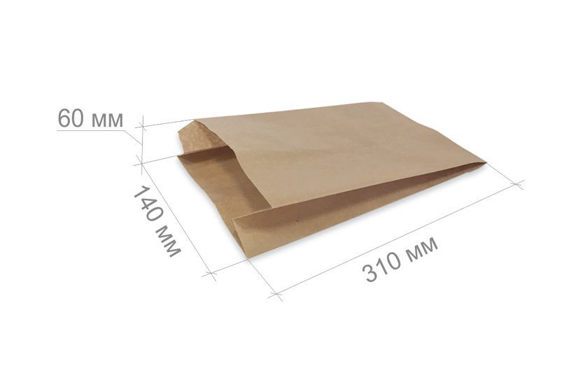 Пакет бумажный без ручек 400х250х105 мм крафт, 100 шт/