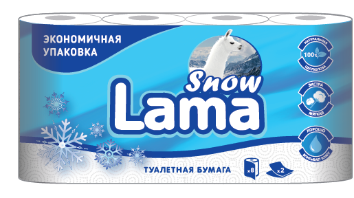 Бумага туалетная Snow Lama БЕЛАЯ 2сл.4рул./12 (целлюлоза)