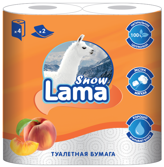 Бумага туалетная Snow Lama ЦВЕТНАЯ 2сл.4рул./12 (целлюлоза)
