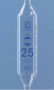 Пипетка мерная, USP, класс AS, AR-Glas, синяя градуировка, BRAND 2 мл, L 330 мм 