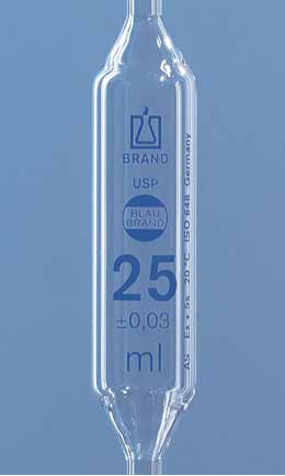 Пипетка мерная, USP, класс AS, AR-Glas, синяя градуировка, BRAND 3 мл, L 330 мм