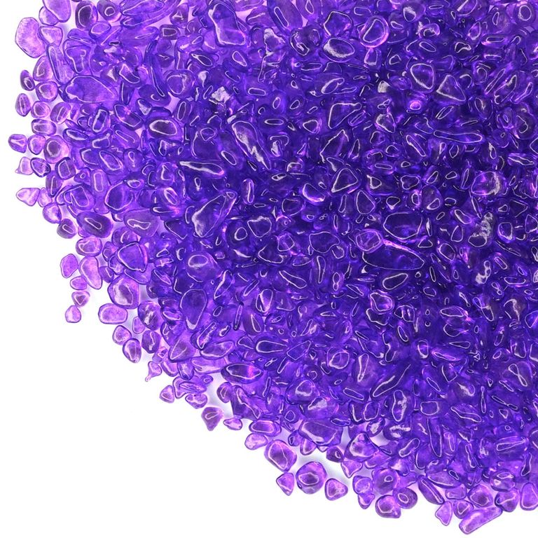 Стеклянные камушки прозрачные фиолетовые, 100г. Размер частиц: 2-6 мм