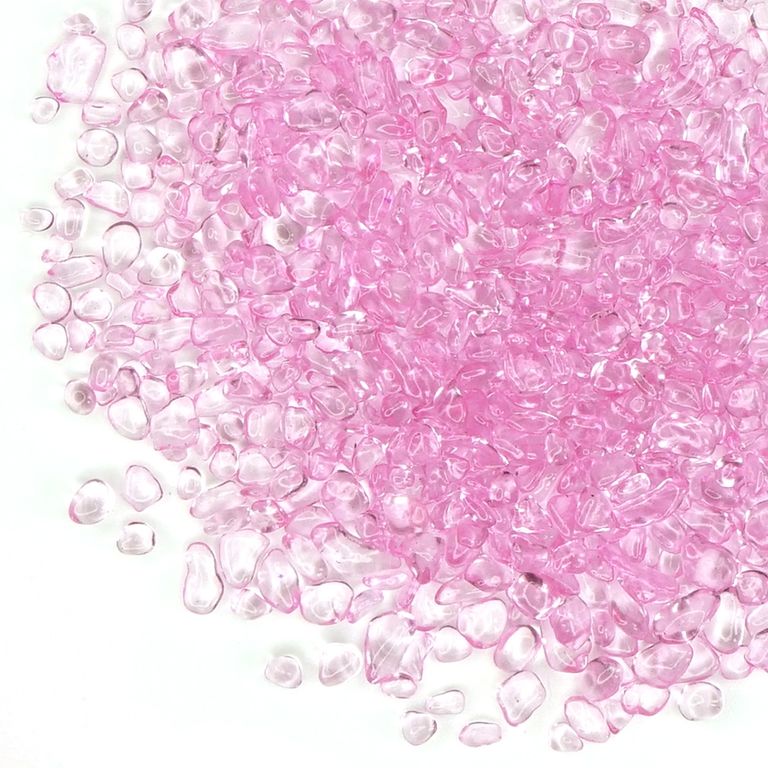 Стеклянные камушки прозрачные розовые, 100г. Размер частиц: 2-6 мм