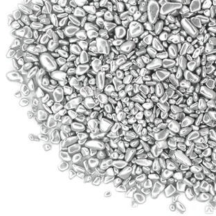 Стеклянные камушки перламутровые серебряные, 100г. Размер частиц: 2-4 мм 