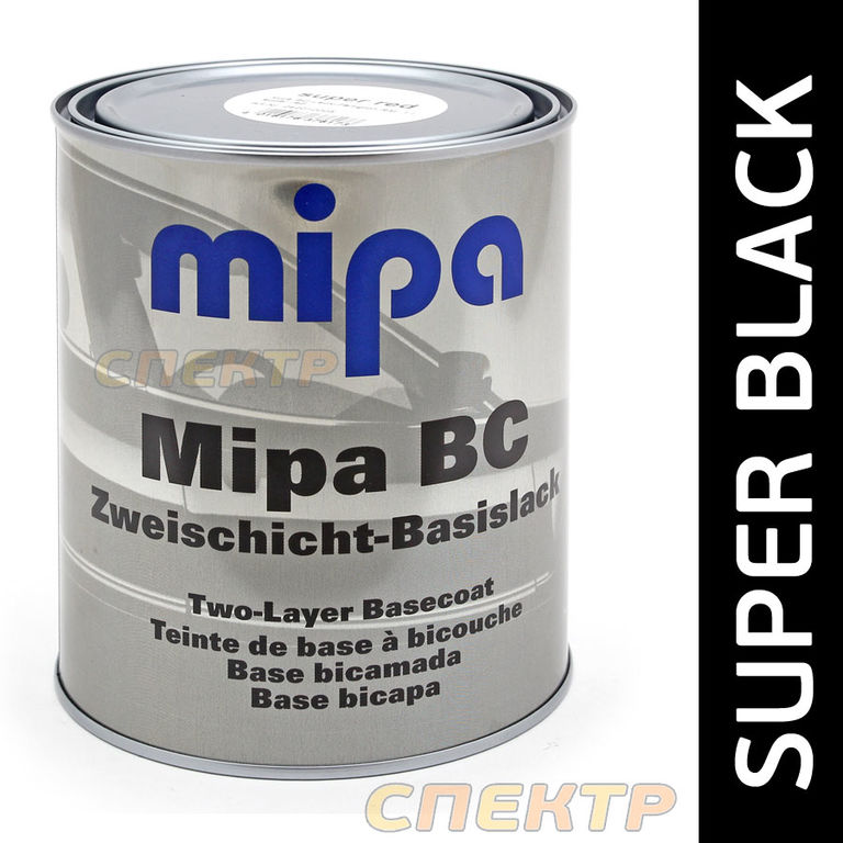 Автоэмаль Mipa 1К Super Black (1л) черная база под лак
