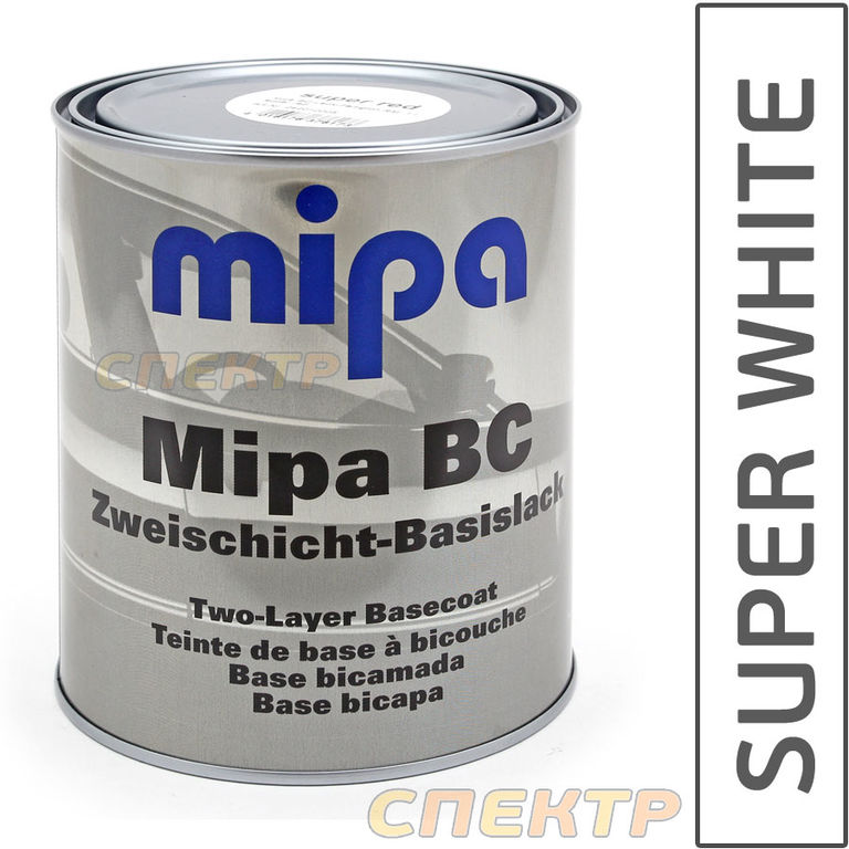Автоэмаль Mipa 1К Super White (1л) белая белоснежная база под лак