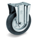 Колесо Tellure Rota 535912 неповоротное, диаметр 160мм, грузоподъемность 180кг, черная резина, сталь