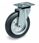 Колесо Tellure Rota 153344 поворотное, диаметр 200мм, грузоподъемность 230кг, черная резина, сталь