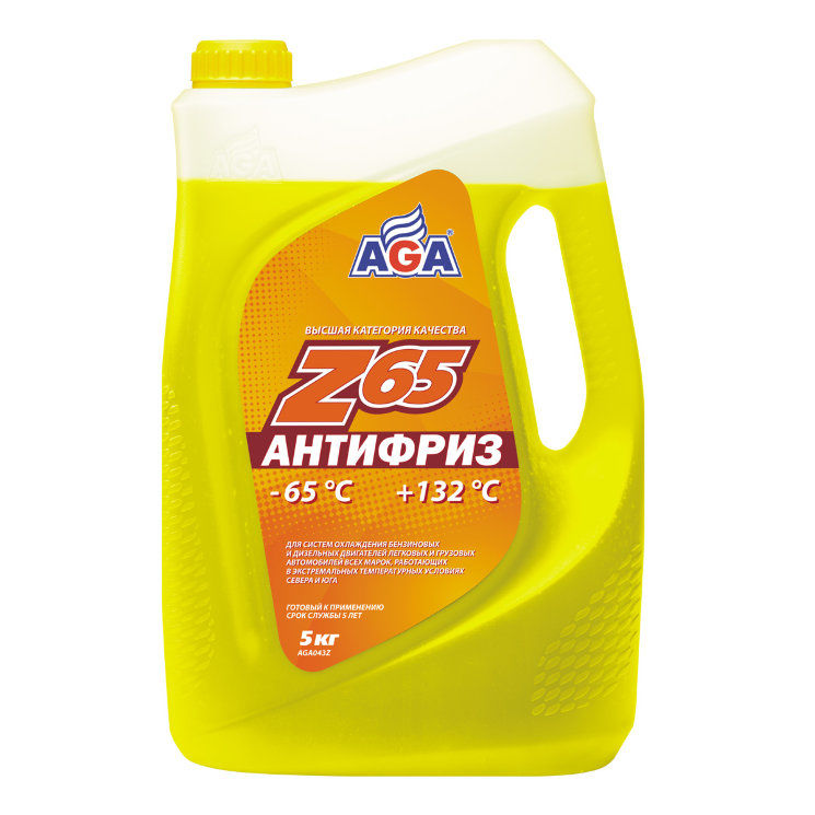 AGA Антифриз, готовый к применению, желтый, -65С (5кг)