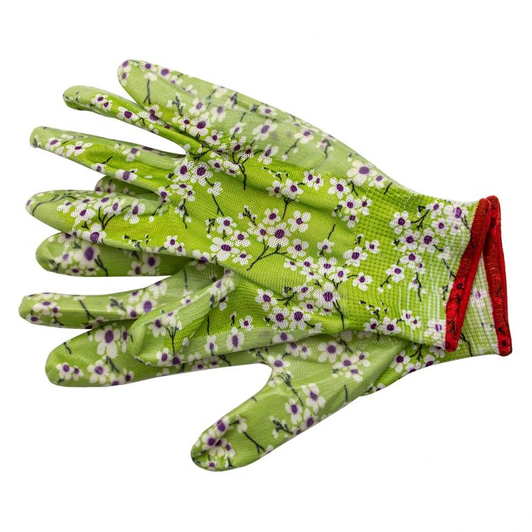 Перчатки садовые из полиэстера с нитрильным обливом, MIX цветов, M Palisad 4
