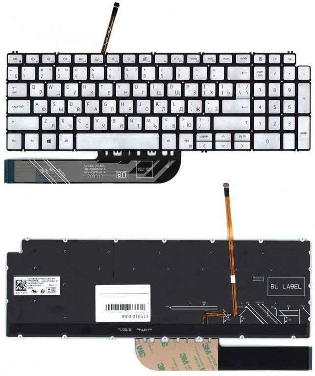 Клавиатура для ноутбука Dell Inspiron 5584 серебристая