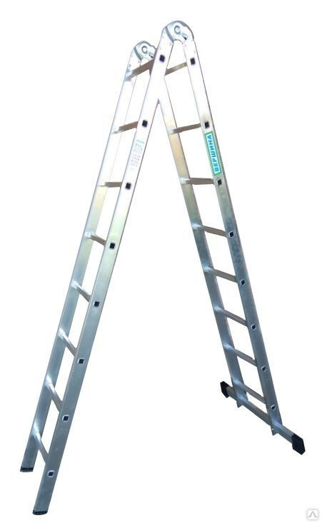 Лестница 2-х секционная алюминиевая шарнирная 2х8
